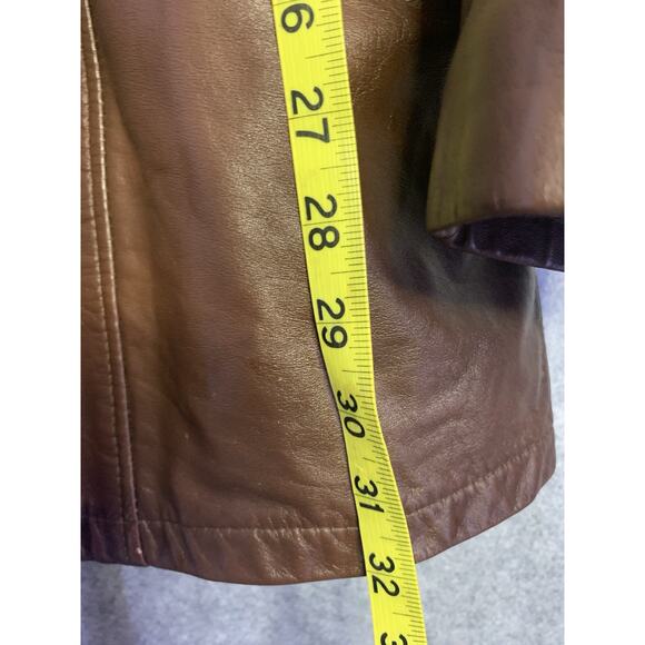 VTG London Fog Brown Leather Coat Men’s 42 Reg Zip Out Faux Fur Liner, Long Coat - Picture 11 of 13